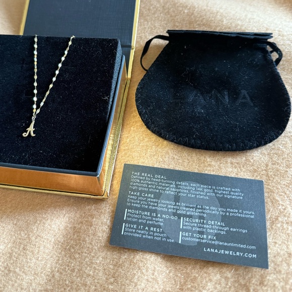 Lana Micro Cursive Initial Necklace 14k Gold in letter A
